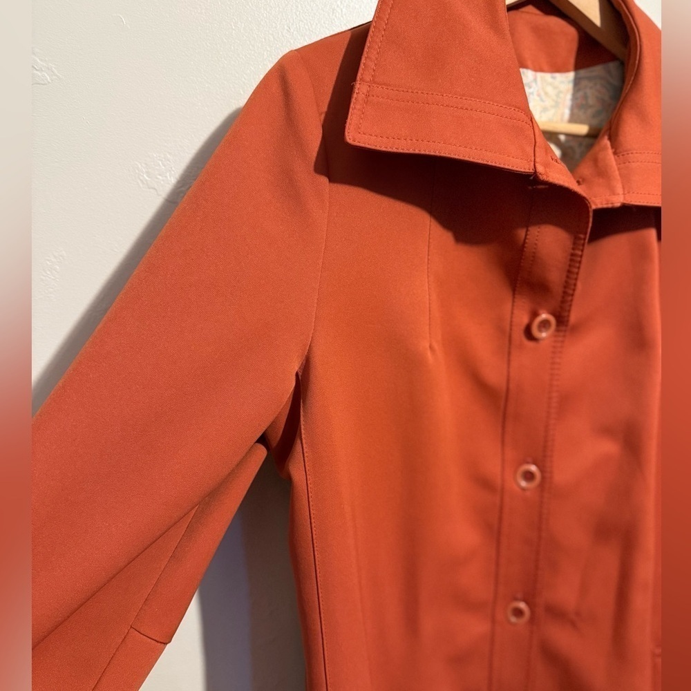 Stunning Vintage Forecaster of Boston Belted Trench Coat Burnt Orange Size 14 - Picture 14 of 16